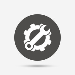 Service icon. Wrench key with gear sign.
