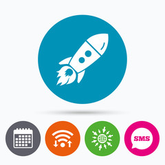 Start up icon. Startup business rocket sign.