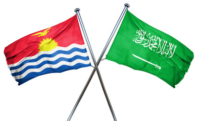 Kiribati flag with Saudi Arabia flag, 3D rendering