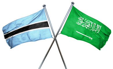 Botswana flag with Saudi Arabia flag, 3D rendering