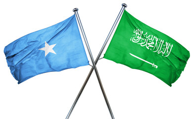 Somalia flag with Saudi Arabia flag, 3D rendering