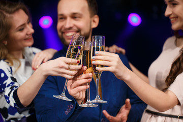 Party, holidays, celebration, nightlife and people concept - smi