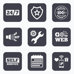 Repair fix tool icons. Customer service signs.