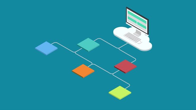 footage motion isometric cloud servise background.