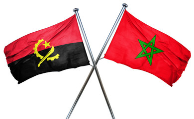 Angola flag with Morocco flag, 3D rendering