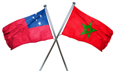 Samoa flag with Morocco flag, 3D rendering