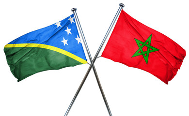 Solomon islands flag with Morocco flag, 3D rendering