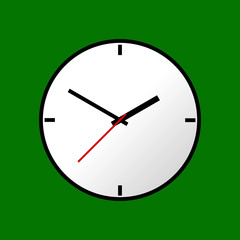 Clock icon, Vector illustration, flat design. Easy to use and edit. EPS10. Green background.