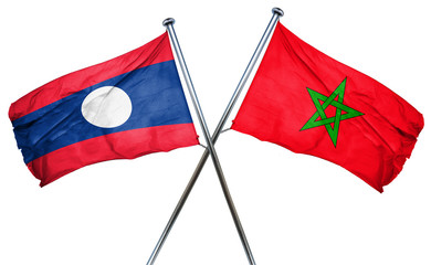 Laos flag with Morocco flag, 3D rendering