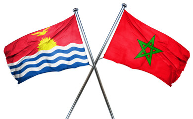 Kiribati flag with Morocco flag, 3D rendering