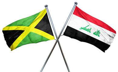 Jamaica flag with Iraq flag, 3D rendering