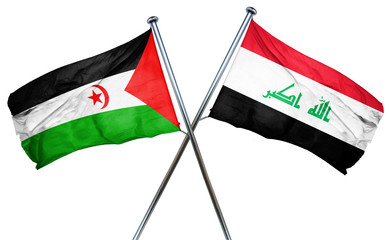 Western sahara flag with Iraq flag, 3D rendering