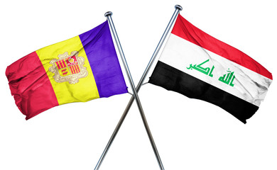 Andorra flag with Iraq flag, 3D rendering