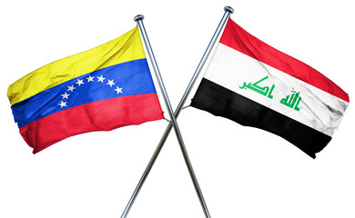 Venezuela flag with Iraq flag, 3D rendering