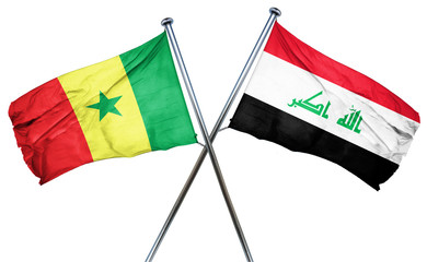 Senegal flag with Iraq flag, 3D rendering