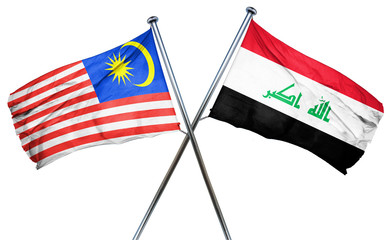 Malaysia flag with Iraq flag, 3D rendering