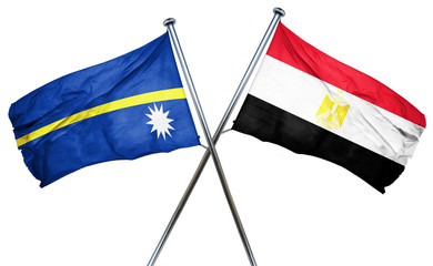 Nauru flag with Egypt flag, 3D rendering