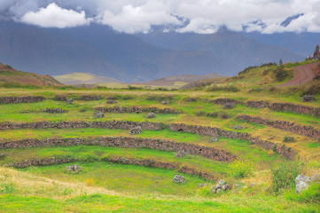 Fototapeta na wymiar Ancient Inca circular terraces at Moray.