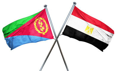 Eritrea flag with Egypt flag, 3D rendering