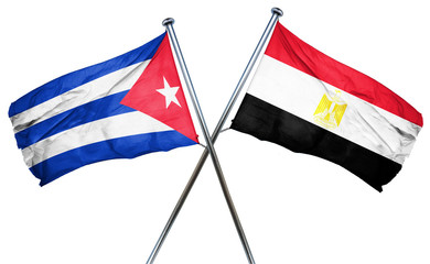 Cuba flag with Egypt flag, 3D rendering