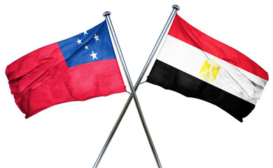 Samoa flag with Egypt flag, 3D rendering