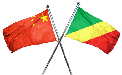 China flag with Congo flag, 3D rendering