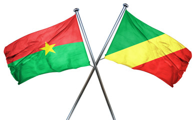 Burkina Faso flag with Congo flag, 3D rendering