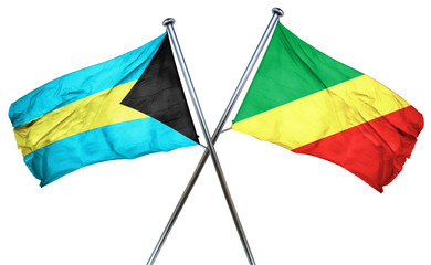 Bahamas flag with Congo flag, 3D rendering