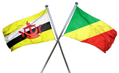 Brunei flag with Congo flag, 3D rendering