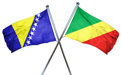 Bosnia and Herzegovina flag with Congo flag, 3D rendering