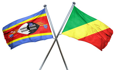 Swaziland flag with Congo flag, 3D rendering