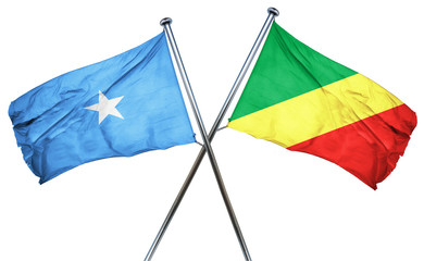 Somalia flag with Congo flag, 3D rendering