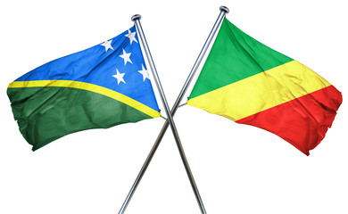 Solomon islands flag with Congo flag, 3D rendering