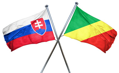Slovakia flag with Congo flag, 3D rendering