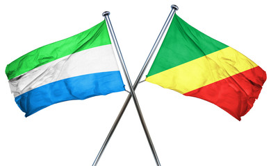 Sierra Leone flag with Congo flag, 3D rendering