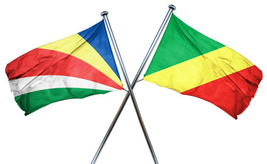 seychelles flag with Congo flag, 3D rendering