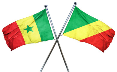 Senegal flag with Congo flag, 3D rendering