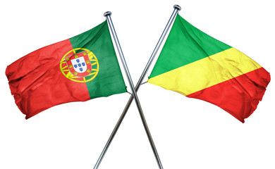 Portugal flag with Congo flag, 3D rendering