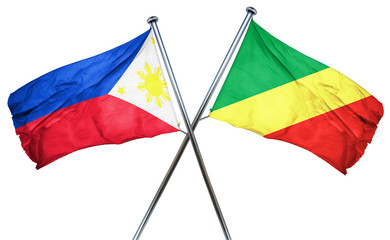 Philippines flag with Congo flag, 3D rendering