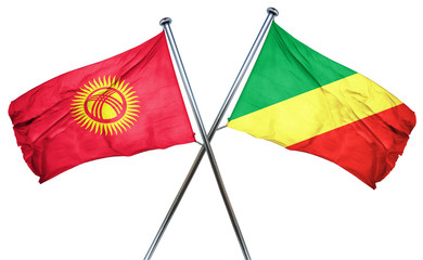 Kyrgyzstan flag with Congo flag, 3D rendering