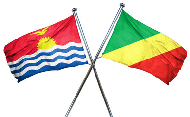 Kiribati flag with Congo flag, 3D rendering