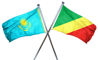 Kazakhstan flag with Congo flag, 3D rendering