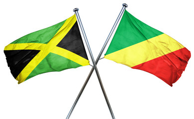 Jamaica flag with Congo flag, 3D rendering