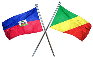 Haiti flag with Congo flag, 3D rendering
