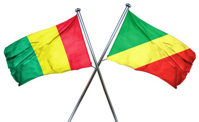 Guinea flag with Congo flag, 3D rendering