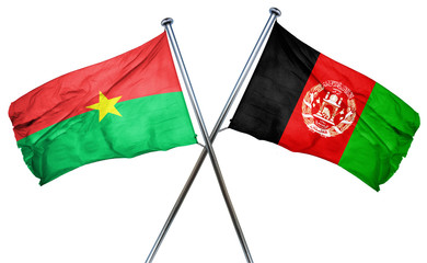 Burkina Faso flag with Afghanistan flag, 3D rendering