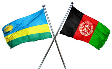 Rwanda flag with Afghanistan flag, 3D rendering