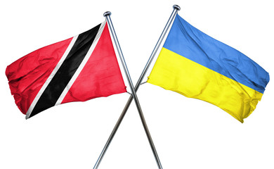 Trinidad and tobago flag with Ukraine flag, 3D rendering