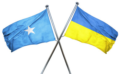 Somalia flag with Ukraine flag, 3D rendering