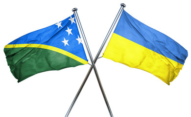 Solomon islands flag with Ukraine flag, 3D rendering
